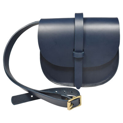Dark blue leather saddle bag by Natthakur